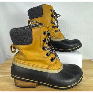 Sorel Women's Slimpack Lace Up Leather Brown Waterproof Duck Winter Boot Size 6